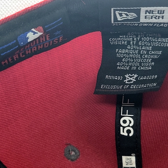 **RARE** BOSTON RED SOX New Era 59Fifty Fitted 7 1/4 RED/GREY 100% Wool Crown - Picture 8 of 11